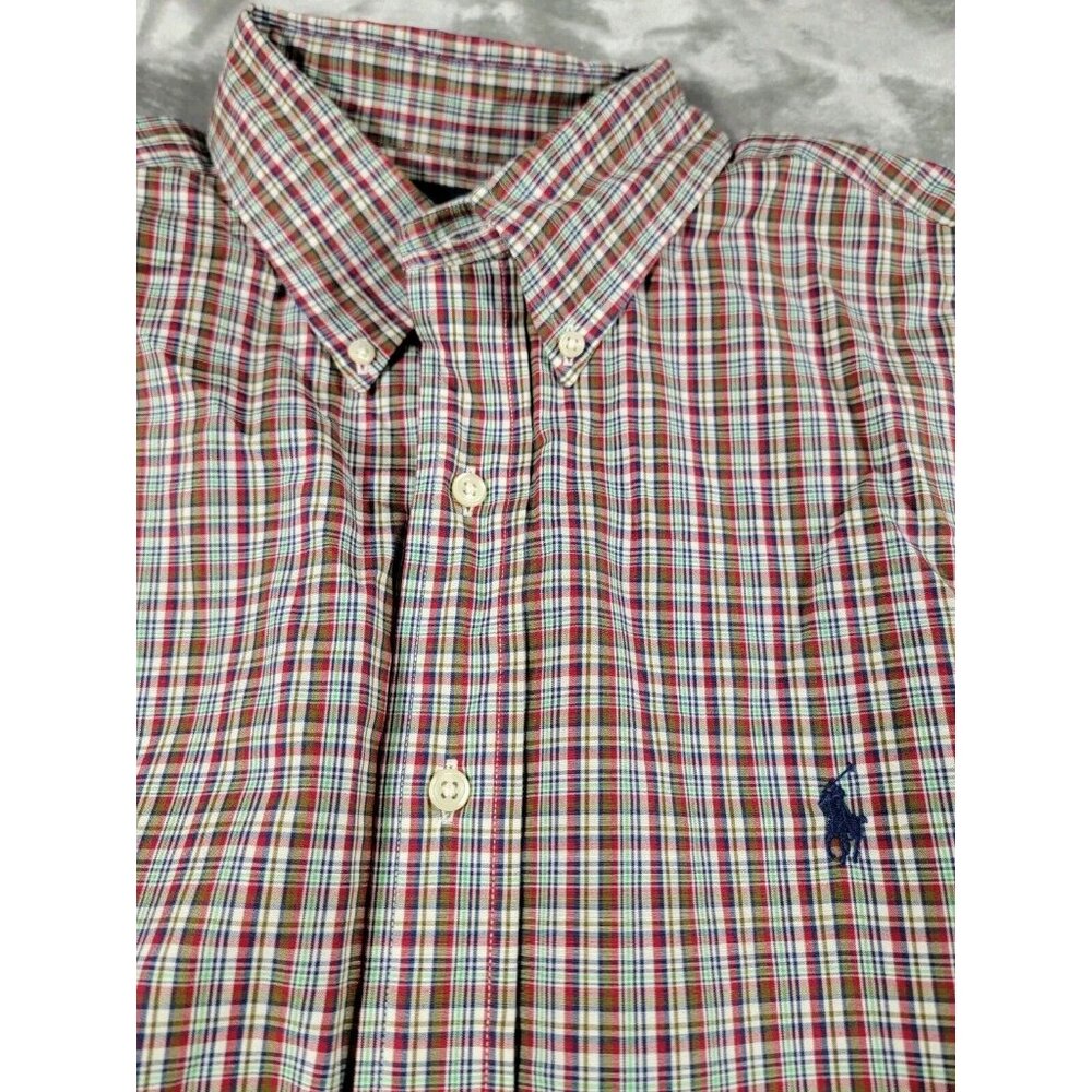 Ralph Lauren Classic Fit Men's Shirt‎ Multi Color Plaid Check Neck 17 Sz XL